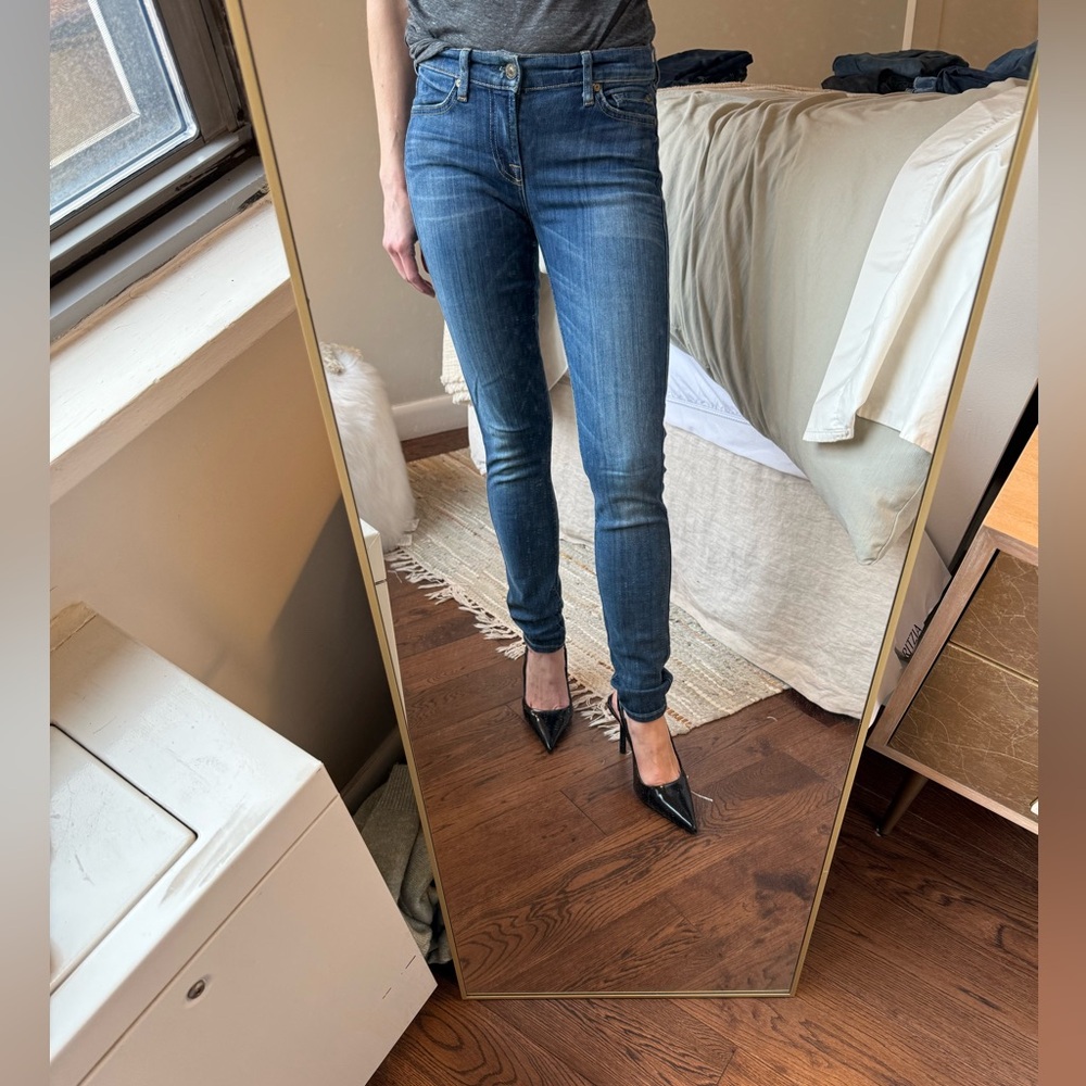 7 For All Mankind Blue Skinny Jeans Classic Fit